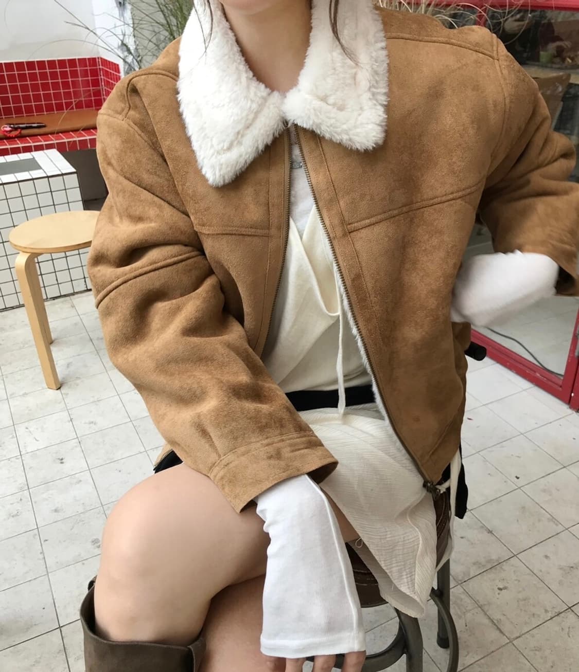 온즈 웨어로우 nost jacket 스웨이드 무스탕 퍼 카라 자켓 상품이미지3