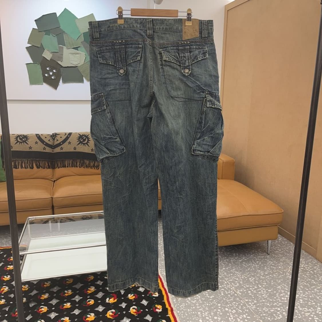 빈티지 워싱 트러커 카고 데님팬츠 36인치 C06953 상품이미지4