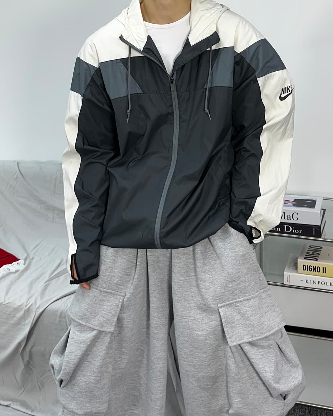 나이키 00s 그레이 화이트 바람막이 L 상품이미지2