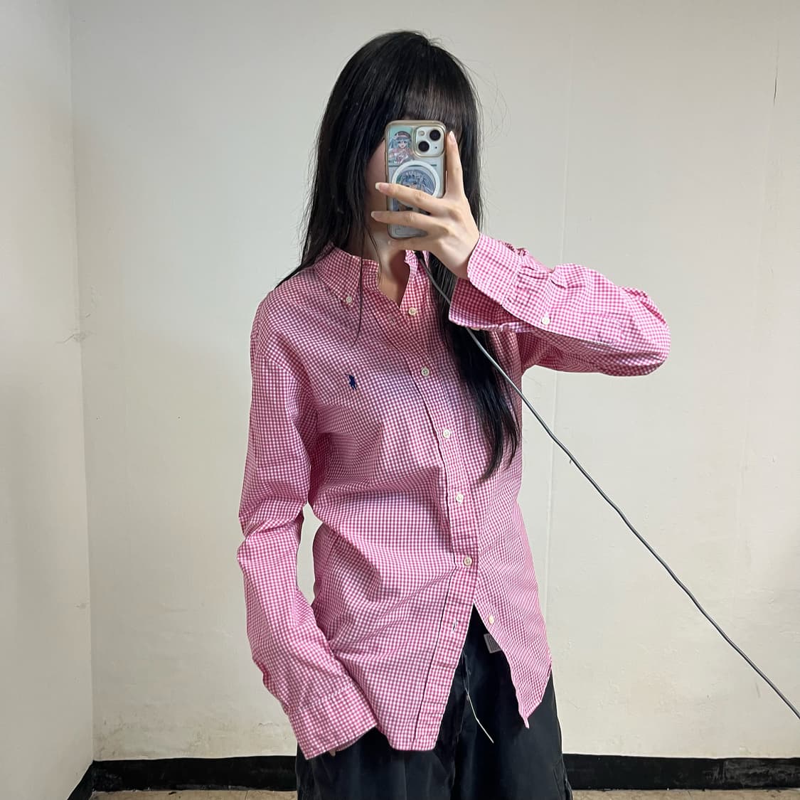 Polo  pink Gingham Check Shirts 상품이미지2