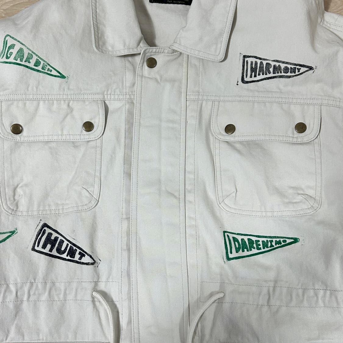 정가 60만원 3(105-110) 다레니모 헌팅 핸드프린팅 사파리 자켓  상품이미지3