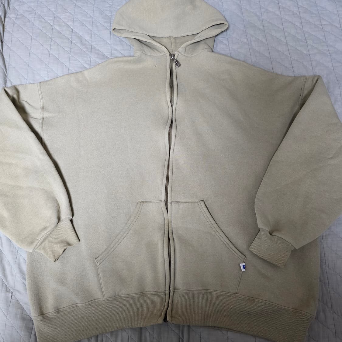 [XXL] 90s 빈티지 러셀 애슬레틱 탄, 베이지 후드집업 스몰핀홀 상품이미지1