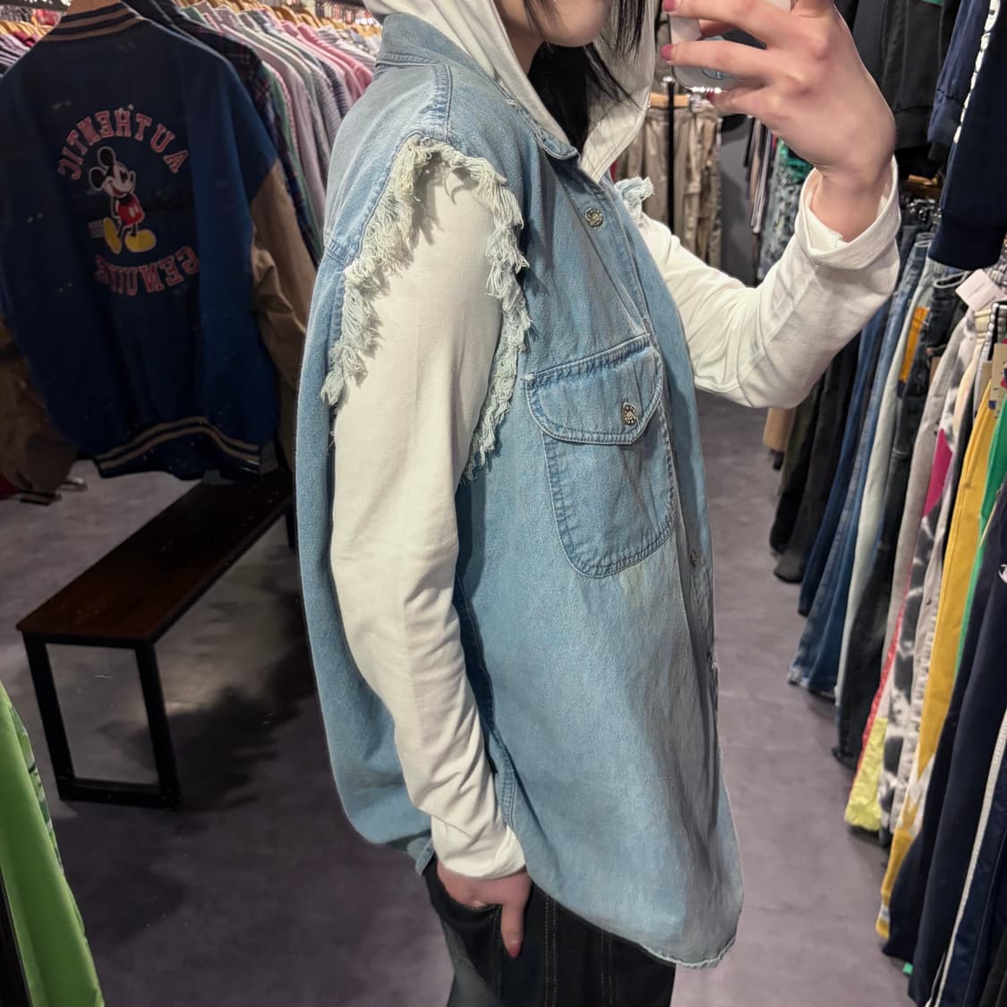  [IM] vtg 이글 프린팅 데님 베스트 상품이미지6