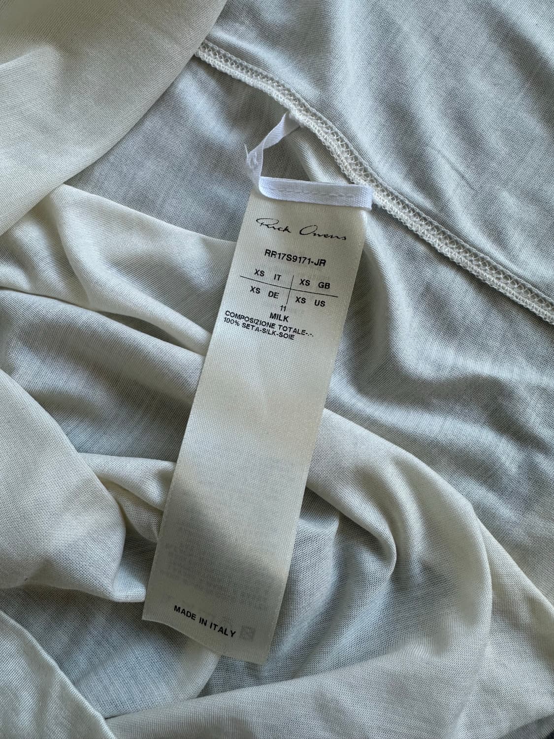 릭오웬스 2017 실크 오버핏 슬리브리스 밀크 상품이미지5