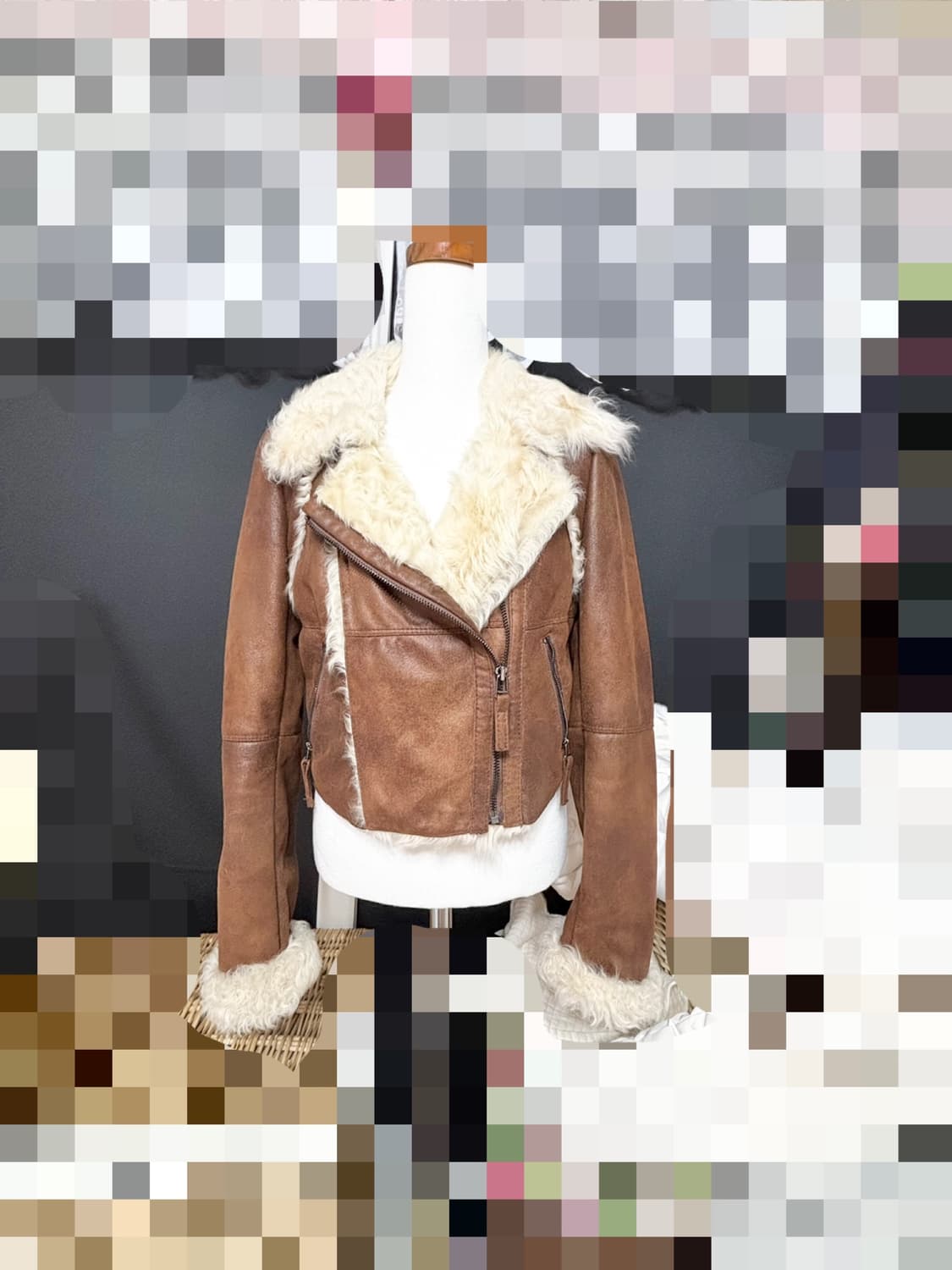 GGPXㅡ 천연 양털+ 천연 양가죽 라이더 털 자켓 s사이즈/새거수준 상품이미지1