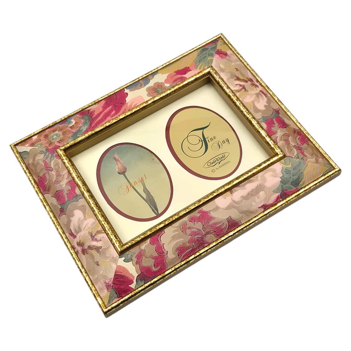 90s 키시마 핸드 플로랄 2구 우드 액자 상품이미지4