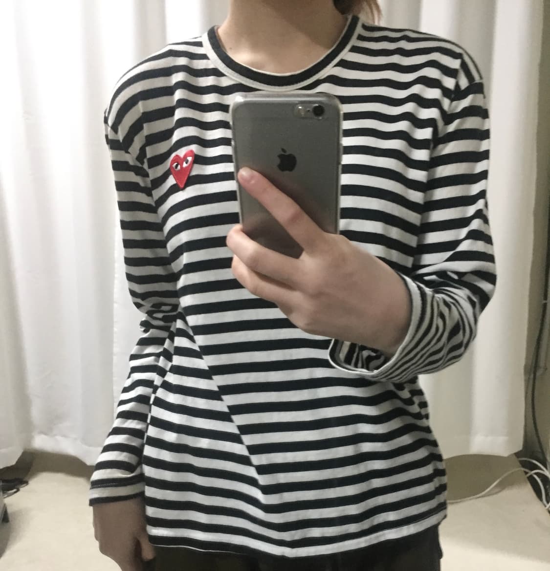 꼼데가르송 스트라이프 검흰 긴팔티셔츠 롱슬리브 상품이미지1