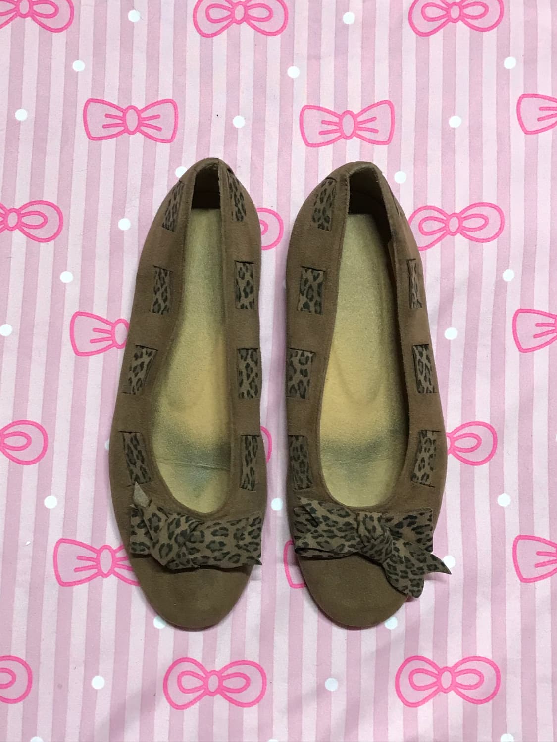 갸루 호피 리본 플랫슈즈 라떼갸루 상품이미지1