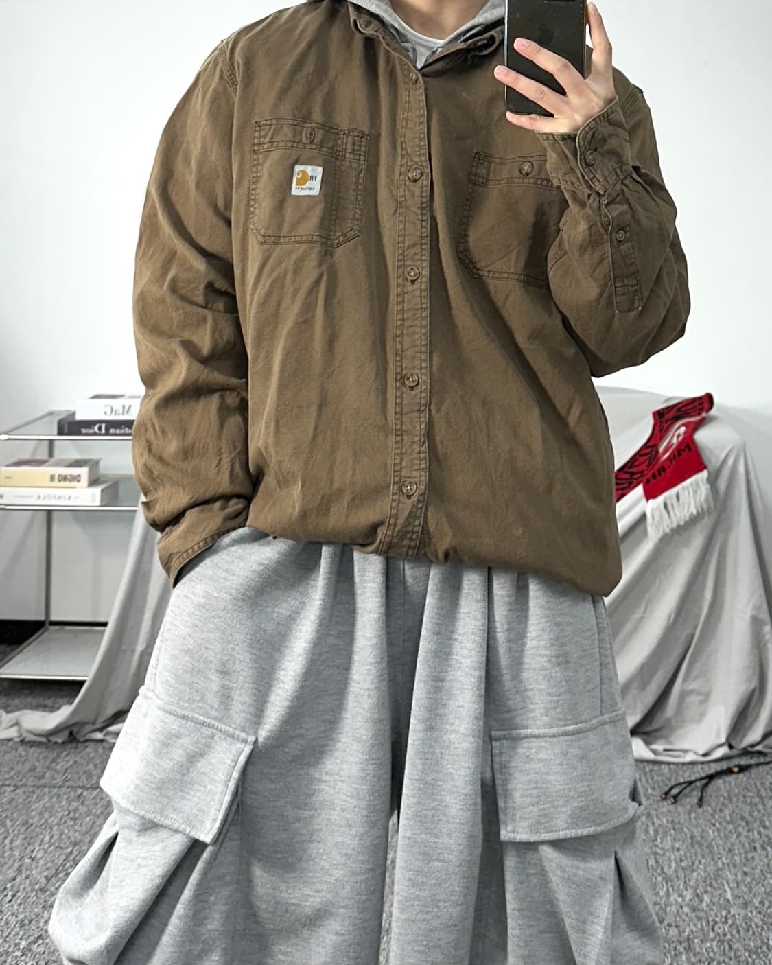 칼하트 FR 브라운 워크 셔츠 L 상품이미지3