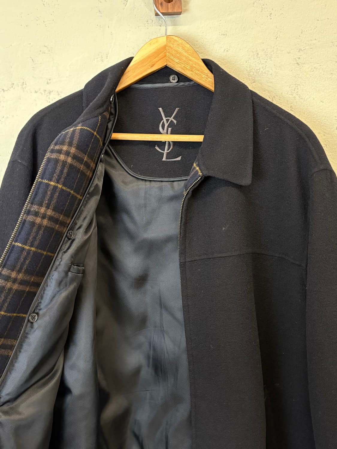 입생로랑 90s 빈티지 집업 울 자켓 블랙 상품이미지5