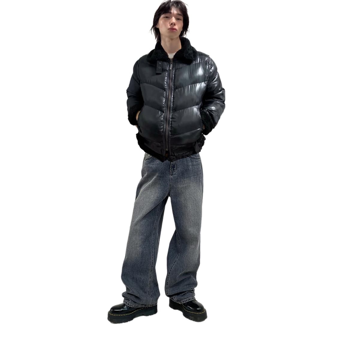 flying warm jacket 양털믹스 변형 하이넥 경량 패딩 상품이미지1