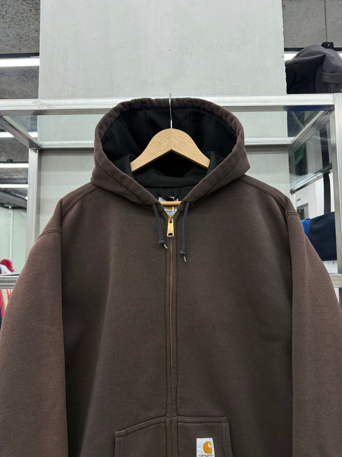 칼하트 00s 레인 디펜더 써멀 스뤳 후드집업 브라운 상품이미지3