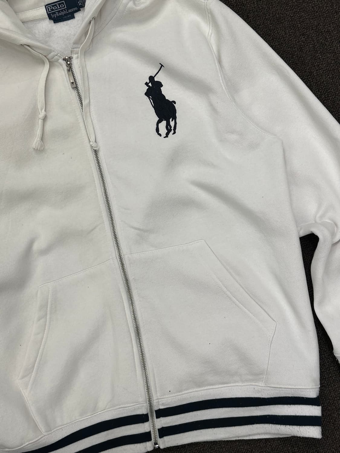 XL)Polo Ralph Lauren 빈티지 빅포니 화이트 후드집업 상품이미지2