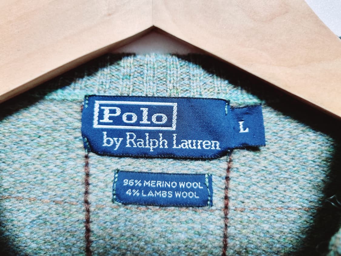 남성 레어 폴로 메리노 램스 울 WOOL 모 양모 레더 가죽 패치 니트 상품이미지6