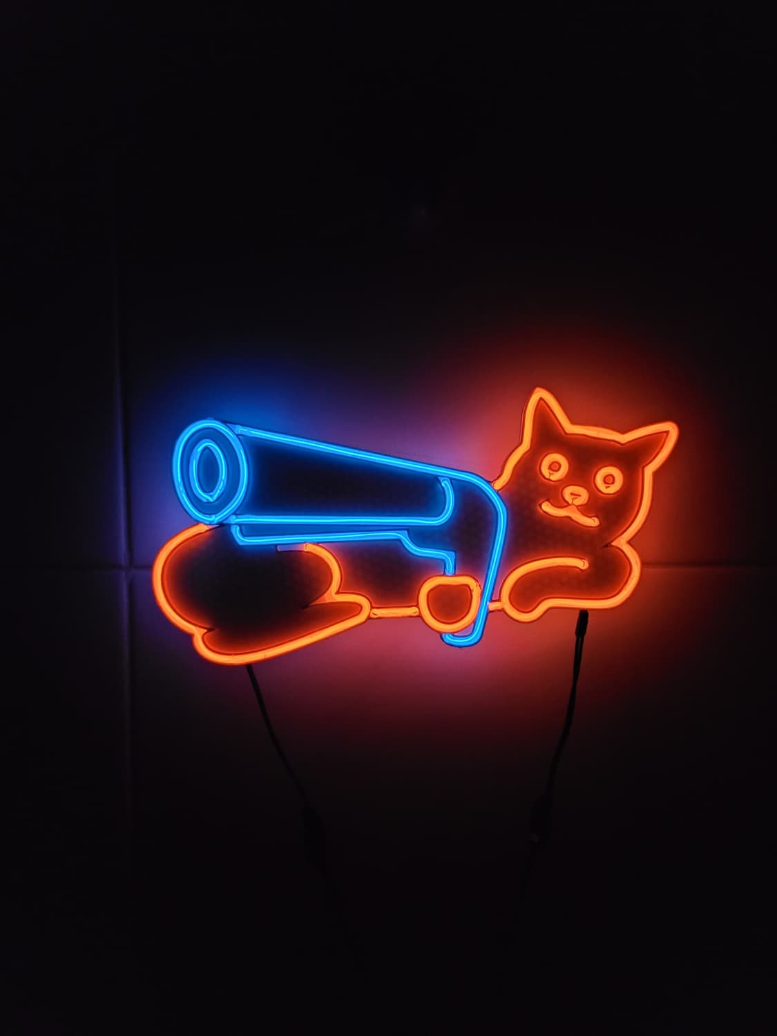 고양이 권총 네온사인 led 램프 무드등 조명 상품이미지2