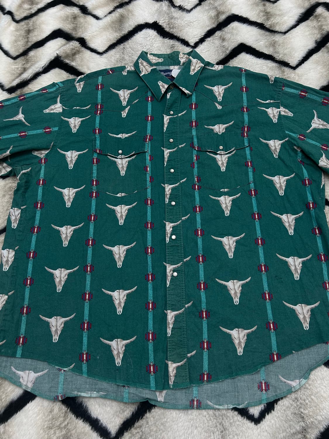 [2XL]랭글러 아즈텍 카우 스컬 스냅 버튼 셔츠 상품이미지3