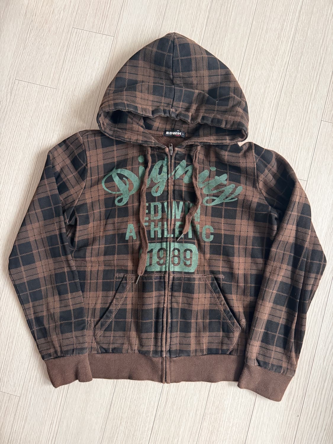 에드윈 체크 후드집업 상품이미지1