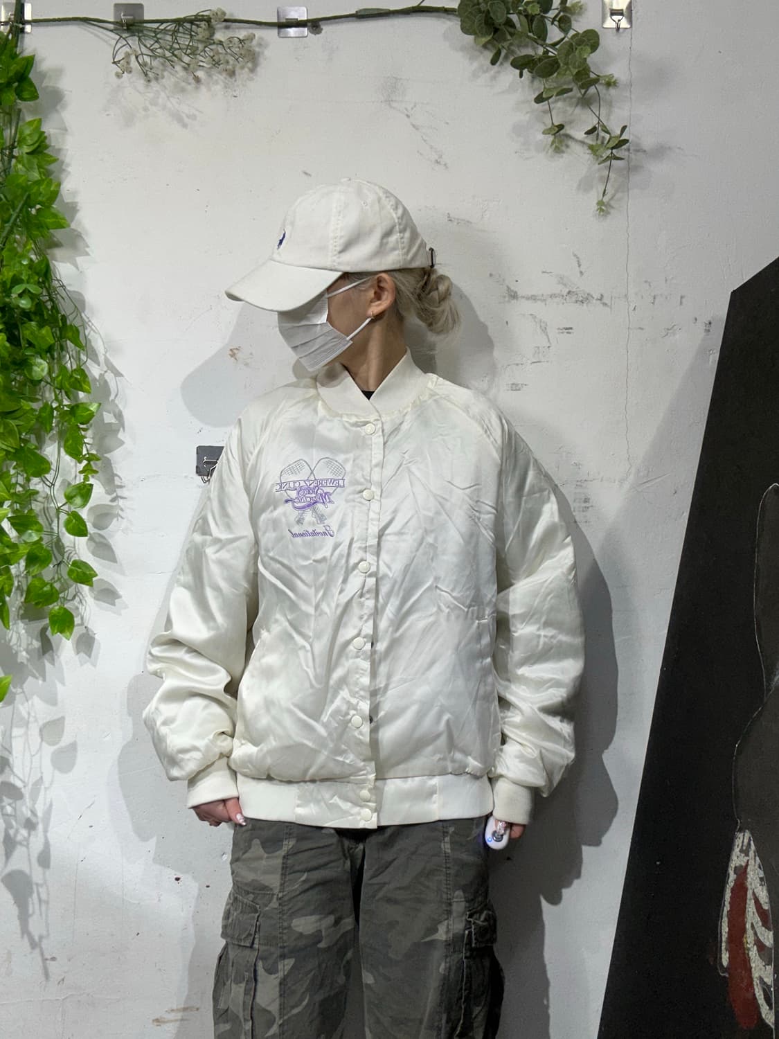 일본 빈티지 빅 로고 아이보리 자수 스카잔 항공 잠바 마원 ma-1 M 상품이미지2