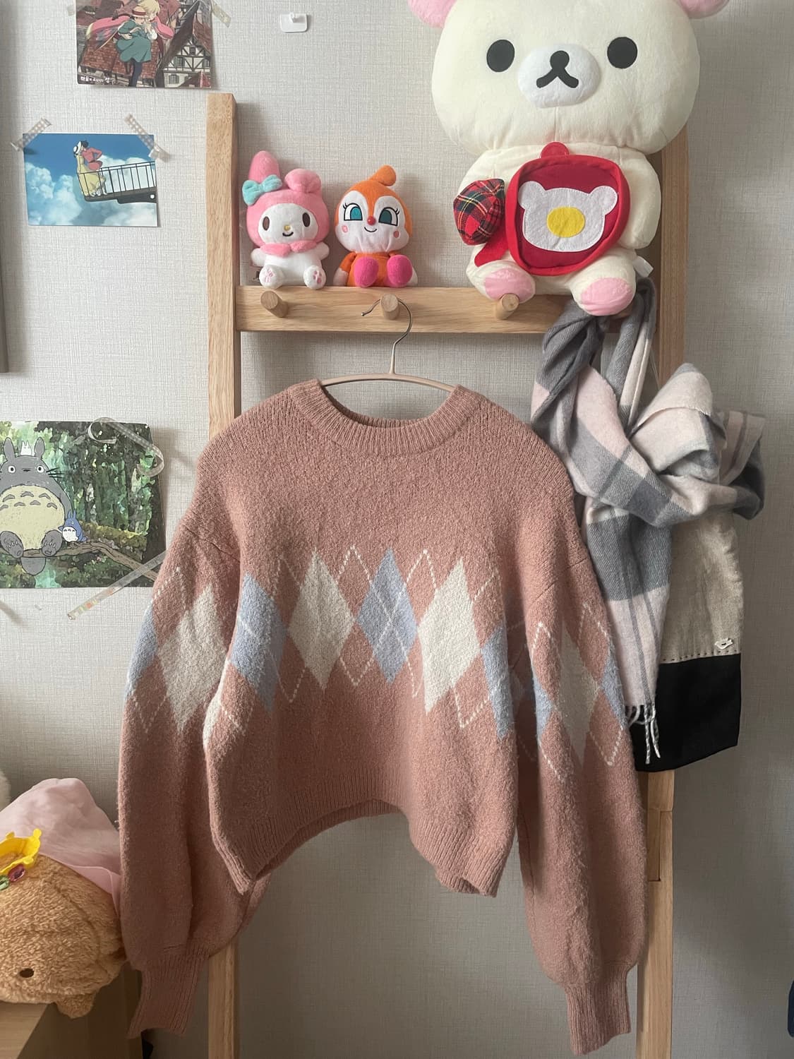 모리걸 빈티지 핑크 아가일 니트 🤍💗 상품이미지1