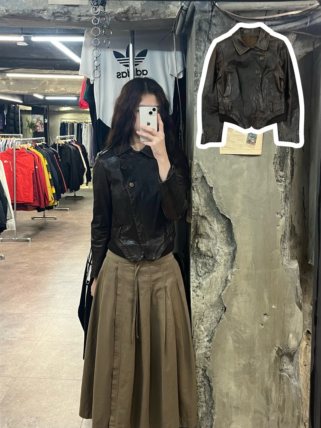 빈티지 양가죽 레더 자켓 브라운 S #csz2085 상품이미지1