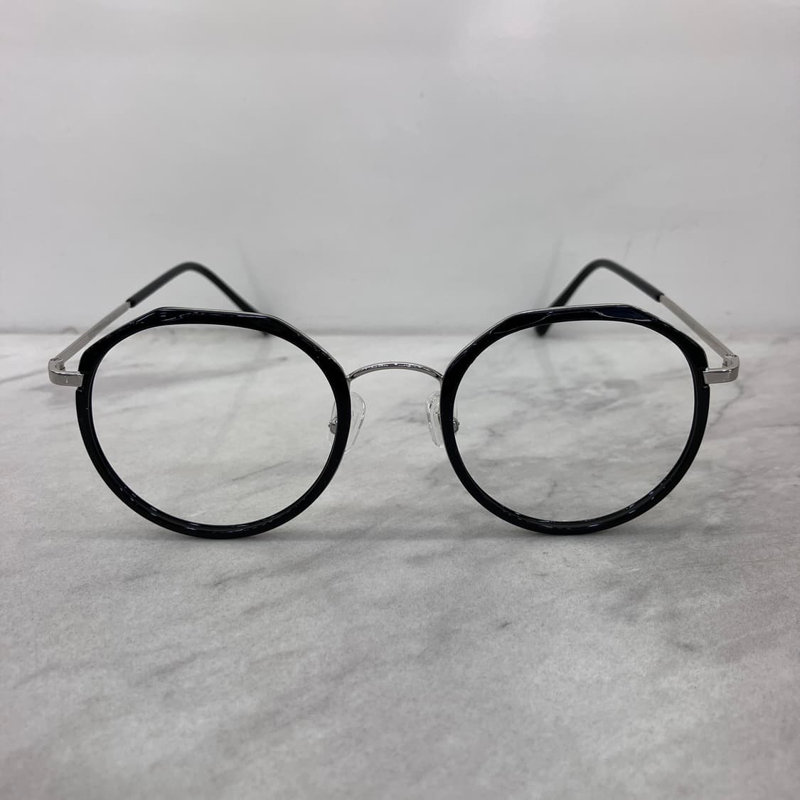 C41 FZ 실버 블랙 라운드 콤비 메탈테 안경 상품이미지6