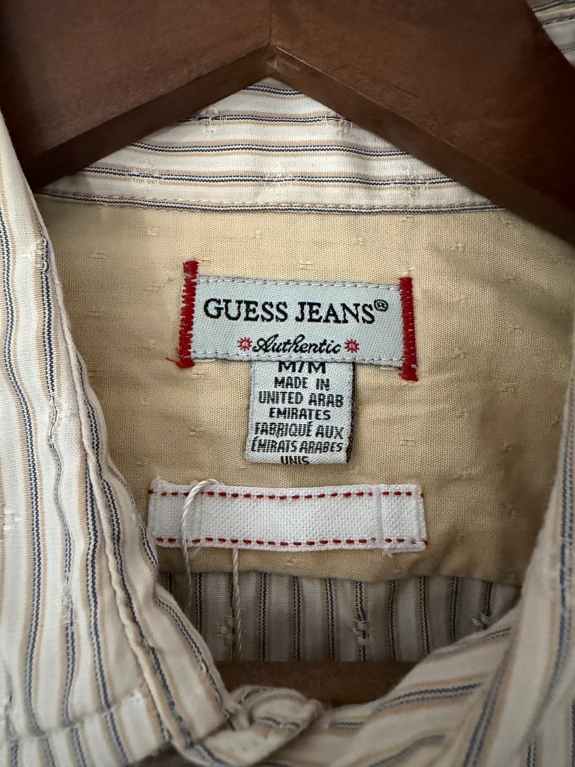 00s GUESS JEANS 베이지 스트라이프 셔츠  상품이미지5