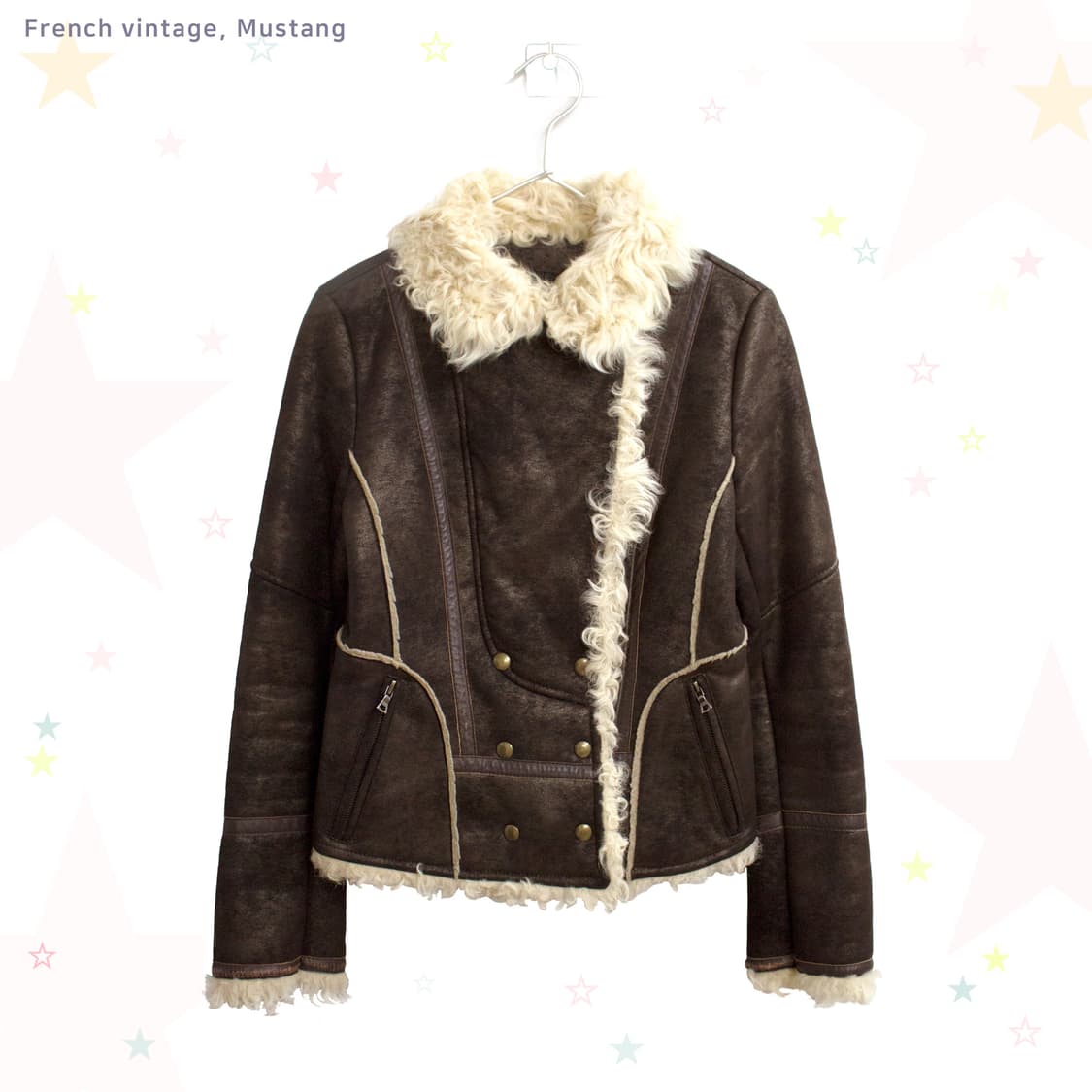 FRENCH VINTAGE 커피 쉬머 무스탕 상품이미지1