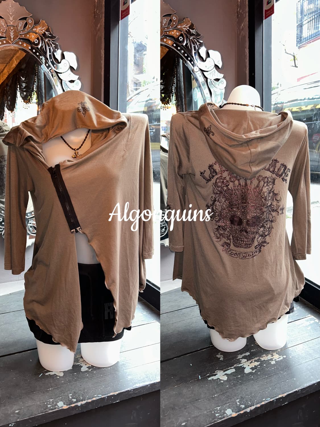 ALGONQUINS 알곤퀸즈 글리터해골 후드 사선집업 가디건 펑크y2k 상품이미지6