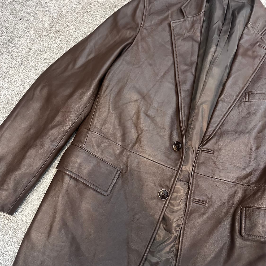 빈티지 브라운 양가죽 싱글 블레이저 자켓M 상품이미지3