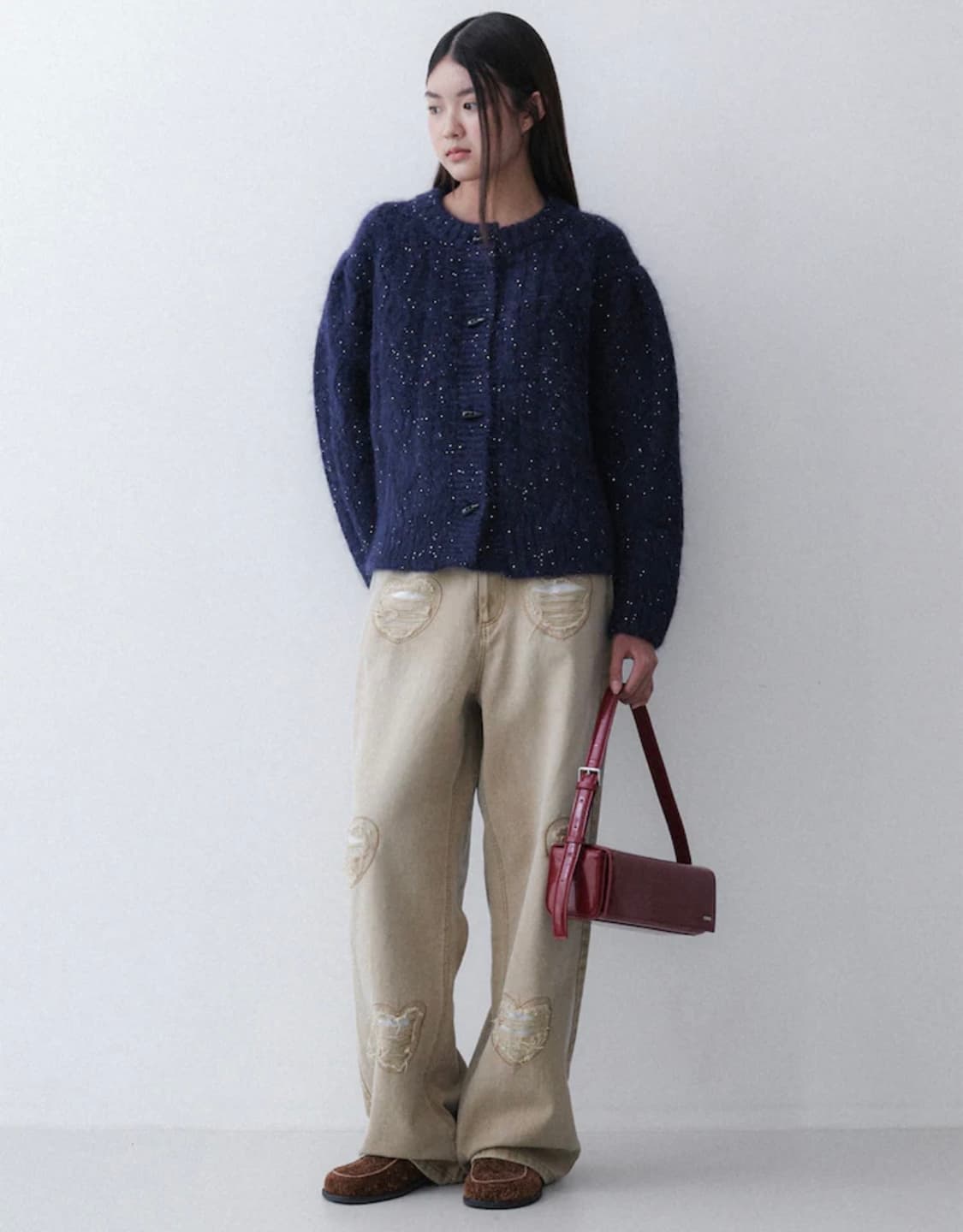 에핑글러 스팽글 가디건 네이비 상품이미지1