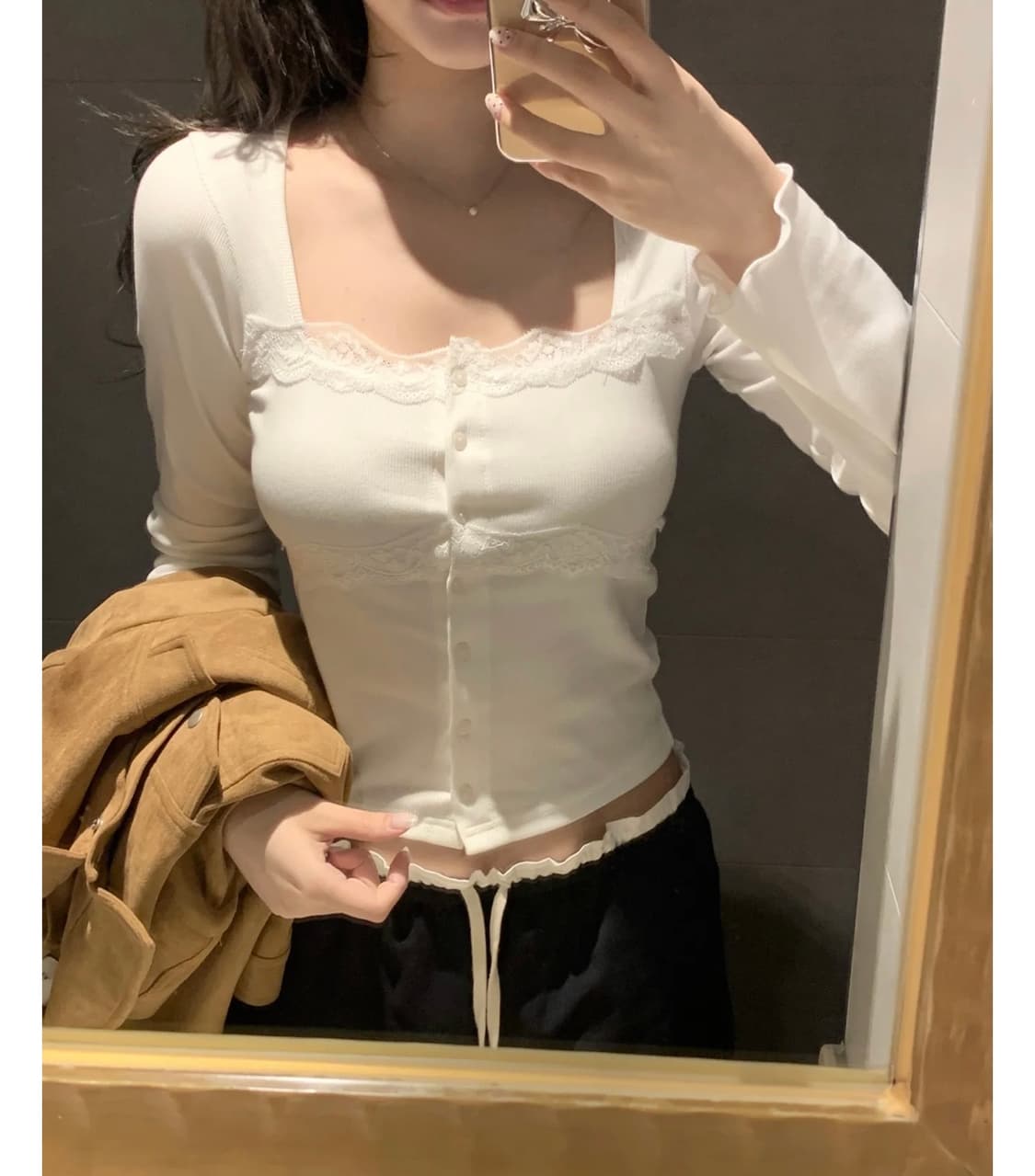 제니오 벨 레이스 가디건 아이보리 상품이미지1