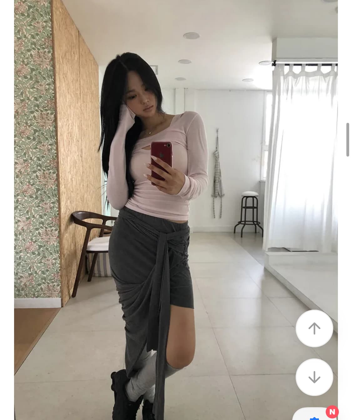 더에펠 베이비랩 샵페어리 셔링 언발 스커트 상품이미지2
