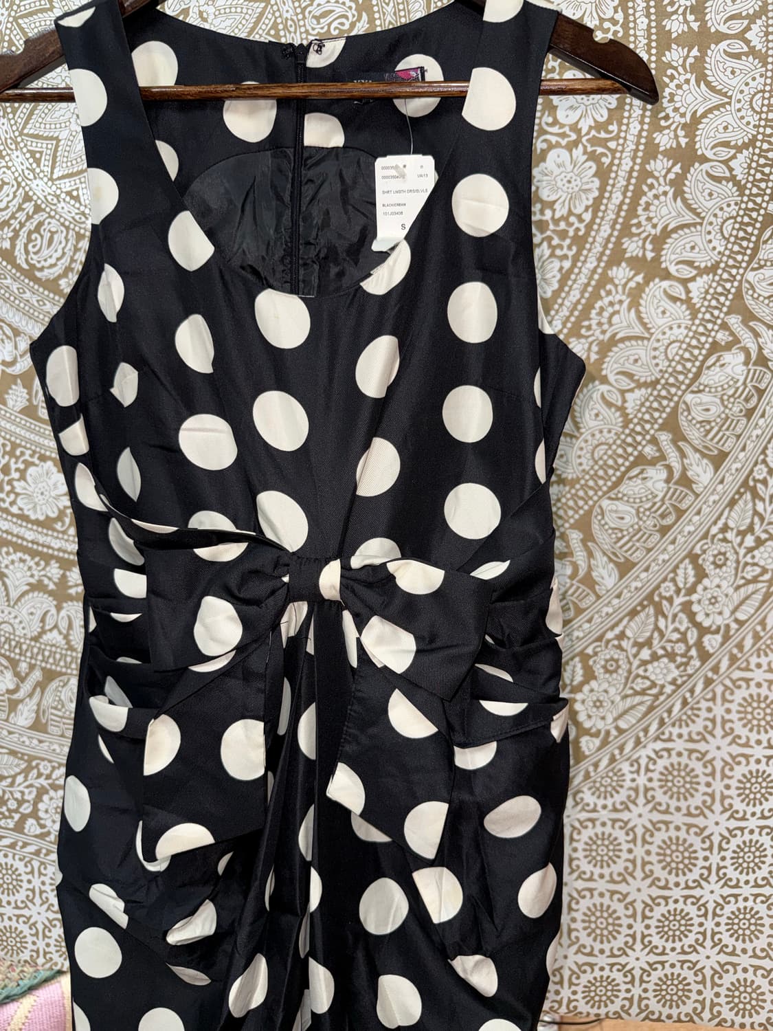 XXI 빈티지 여성 리본 디테일 도트 민소매원피스  상품이미지3