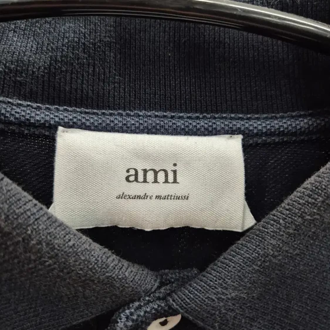 AMI 알렉상드르 마티우시 하트 로고 카라티 네이비 XL 상품이미지6