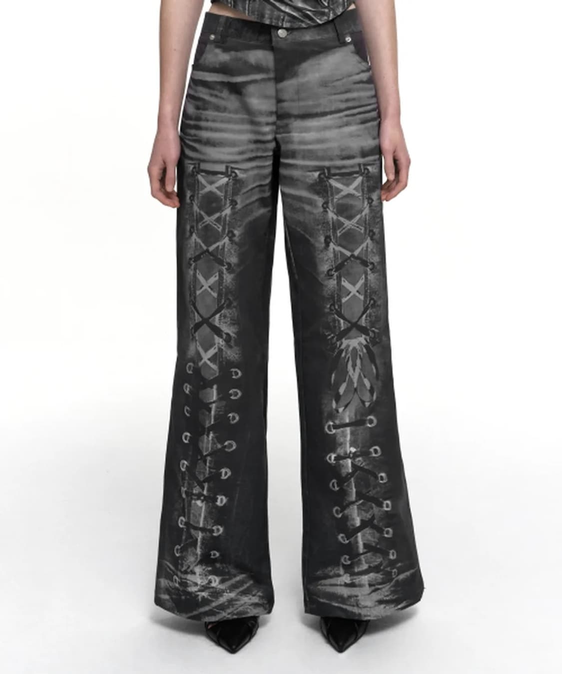 Nache RACE UP PRINTED PANTS BLACK 상품이미지1