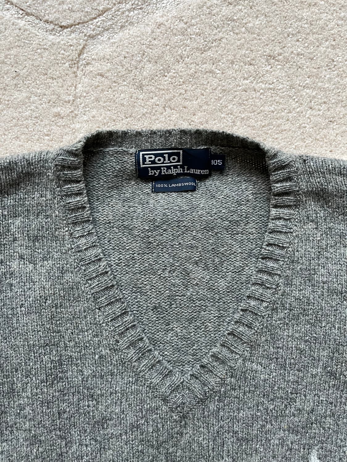 폴로 랄프로렌 100% 램스울 브이넥 니트 (105) 상품이미지4