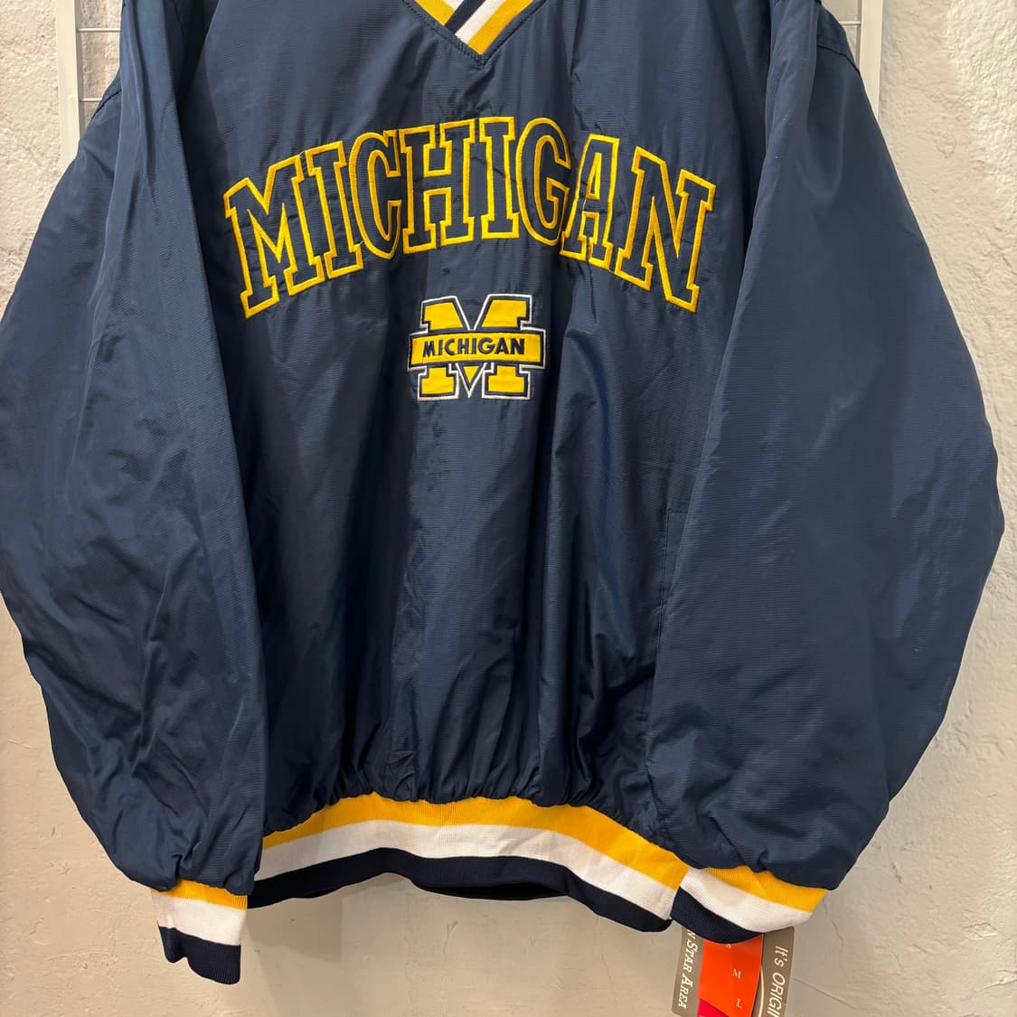 90s USA 월드센스 올드스쿨 미시간 네이비 웜업 XL 상품이미지4