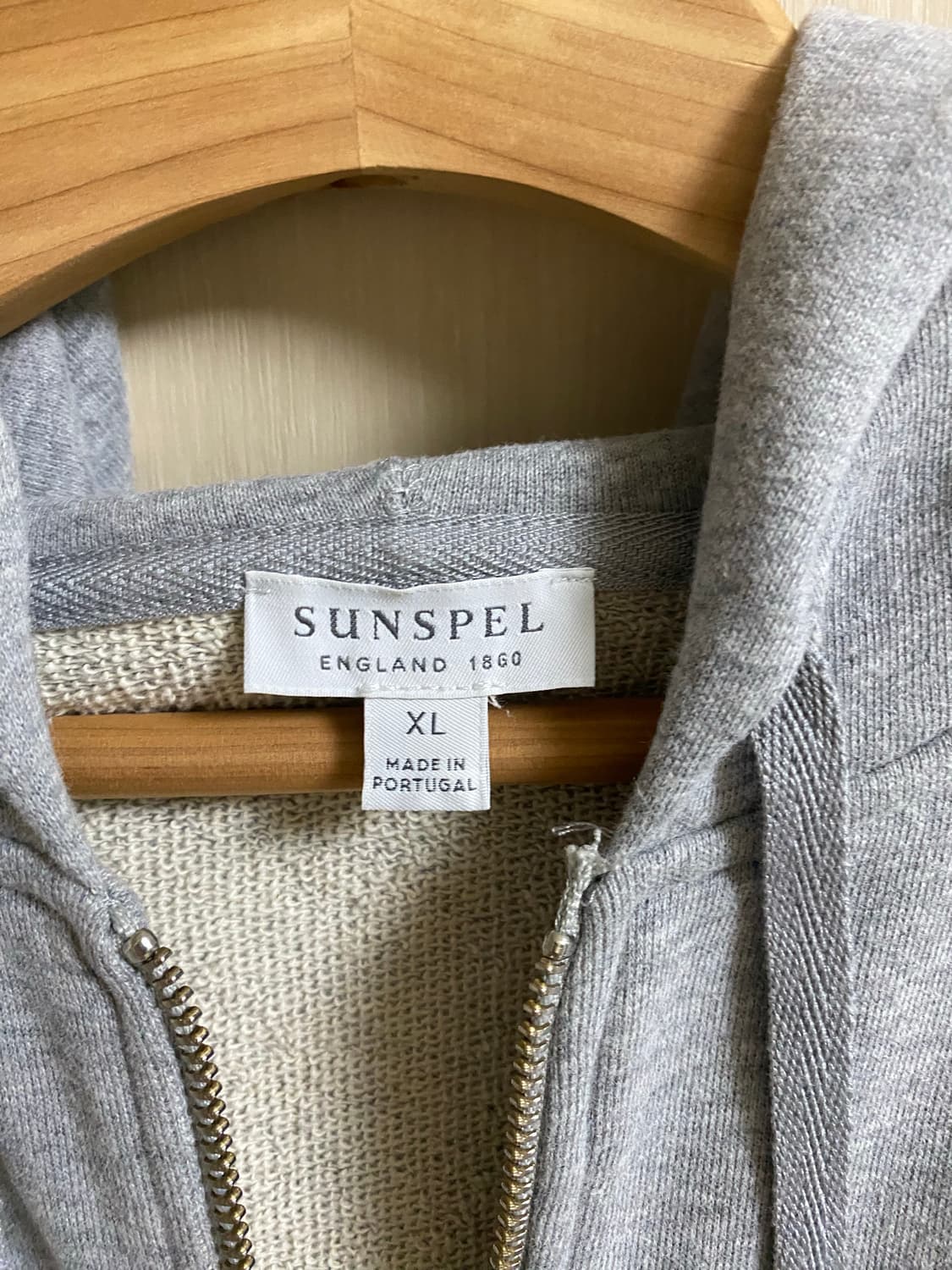 선스펠(sunspel) 집업 후드 그레이 xl사이즈 상품이미지3