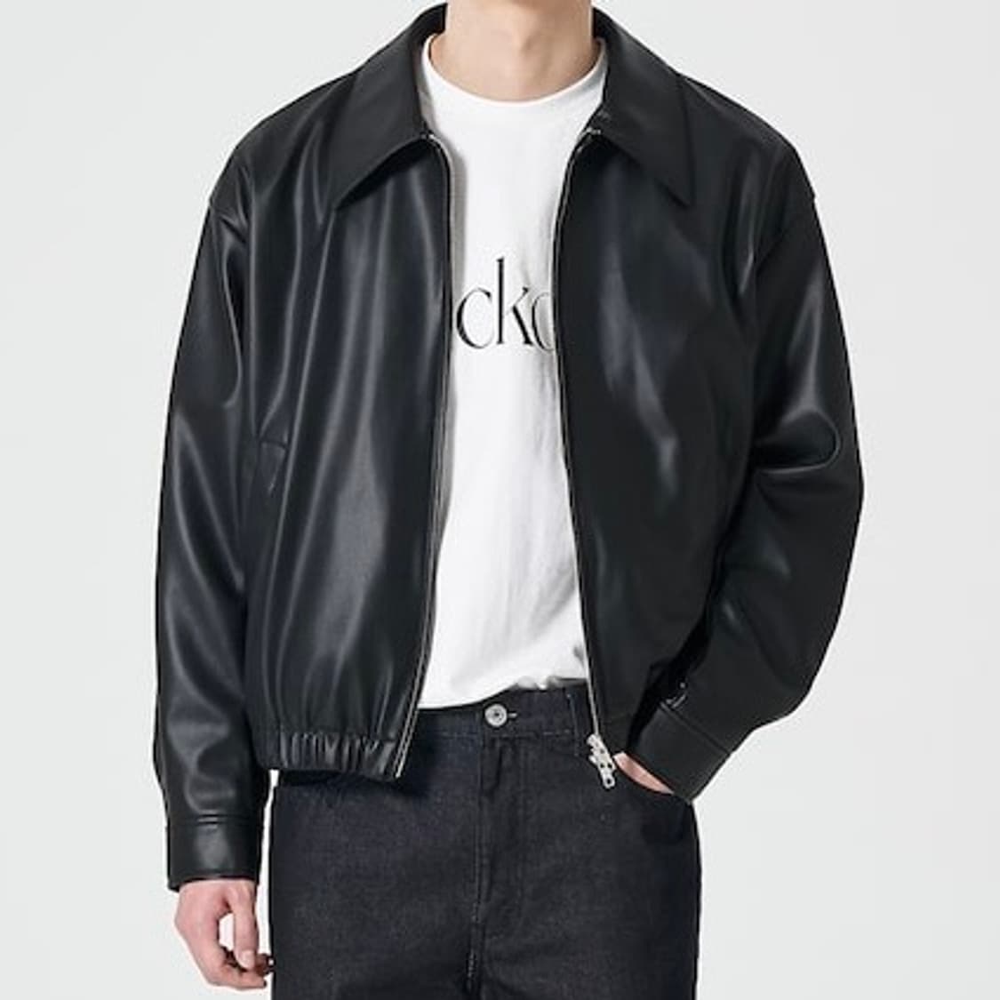 에잇세컨즈 페이크 레더 숏 블루종 자켓 2XL 상품이미지4