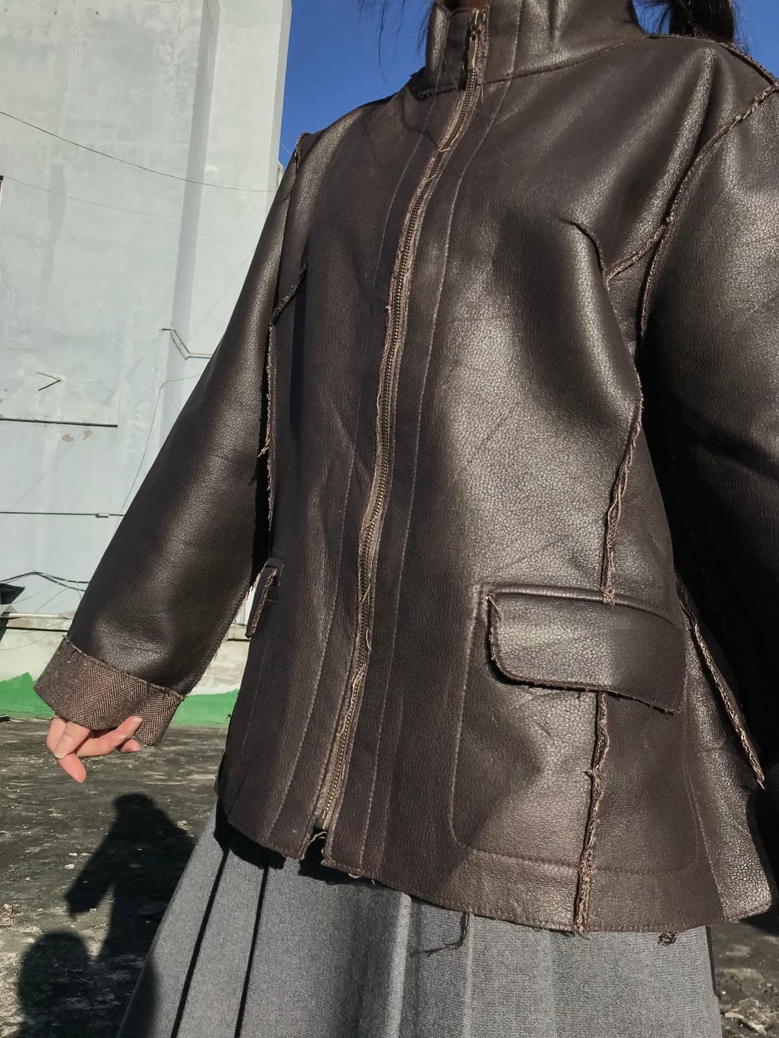 브라운 가죽 자켓 상품이미지8