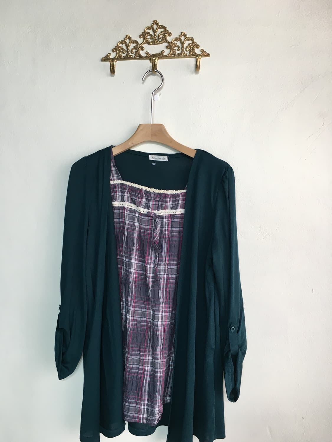 빈티지 임수정깔 체크 모리 패치 스커트 코디세트 상품이미지3