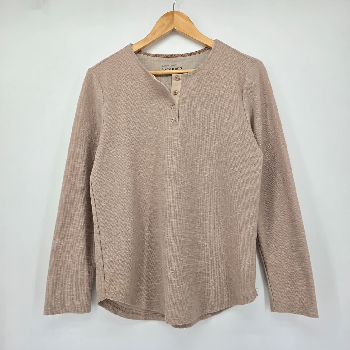 ZIO SONG ZIO 자카드 여성용 버튼 장식 긴팔 티셔츠 상품이미지2