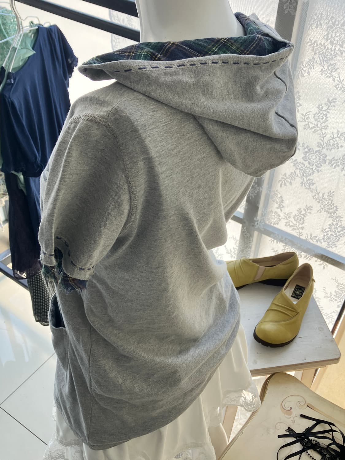  check layered hoodie half t-shirt 상품이미지2