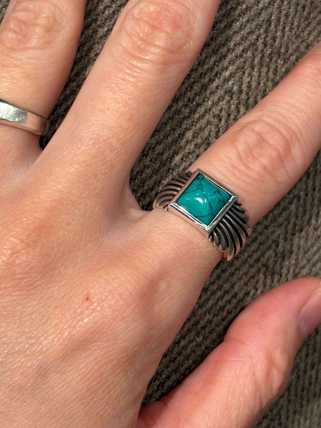 [남/여]터키석 스퀘어 실버 925 링 상품이미지1