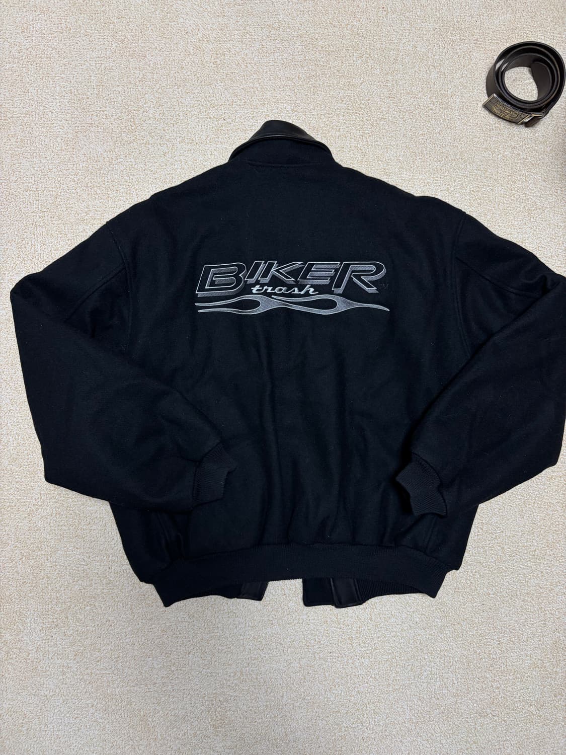L) 90s 골든베어 x BIKER TRASH 레더쉘 바시티 자켓 상품이미지8