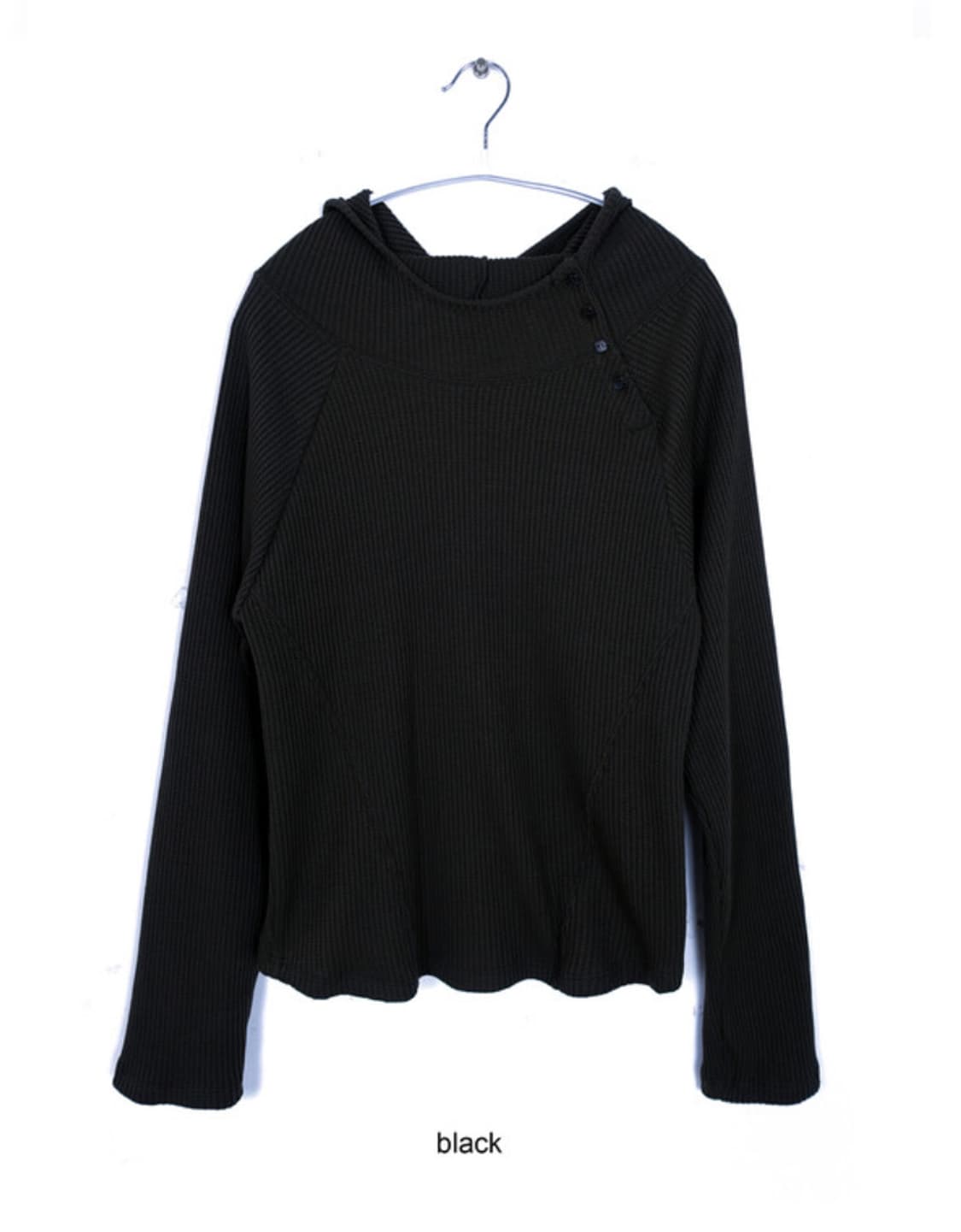 할로미늄/페어리 side button waffle hoodie black 상품이미지3
