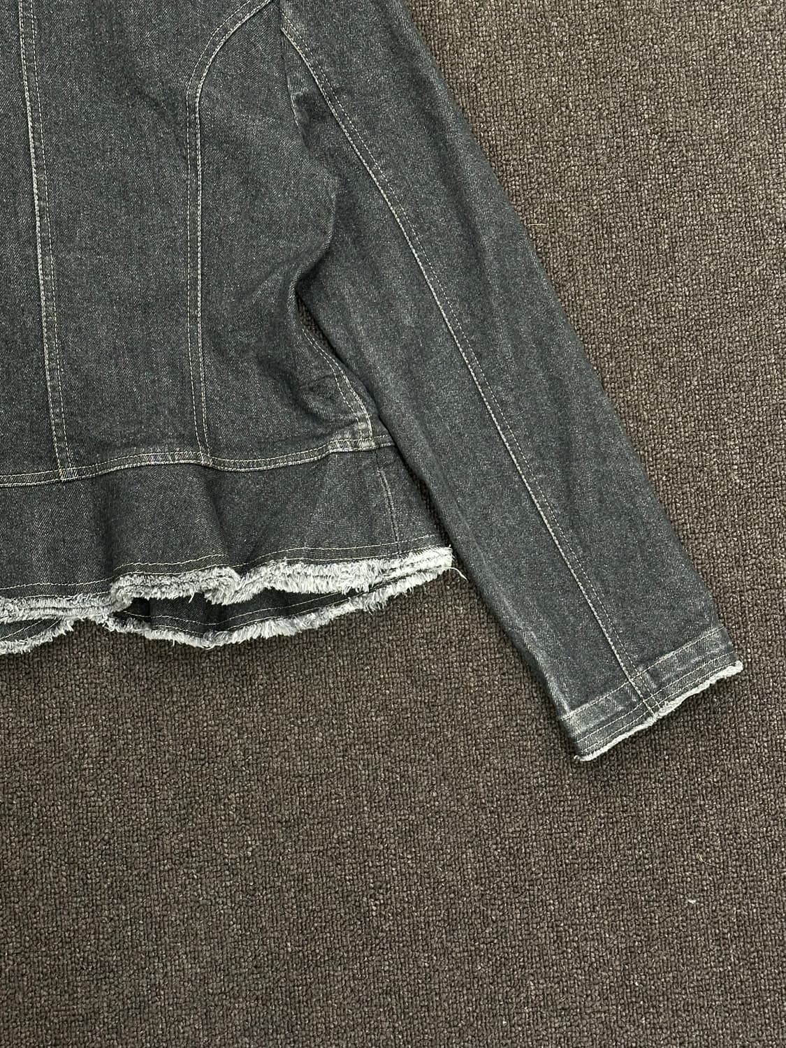 OS)Japanese vintage 여성 러프 엣지 흑청 데님 블레이저  상품이미지5