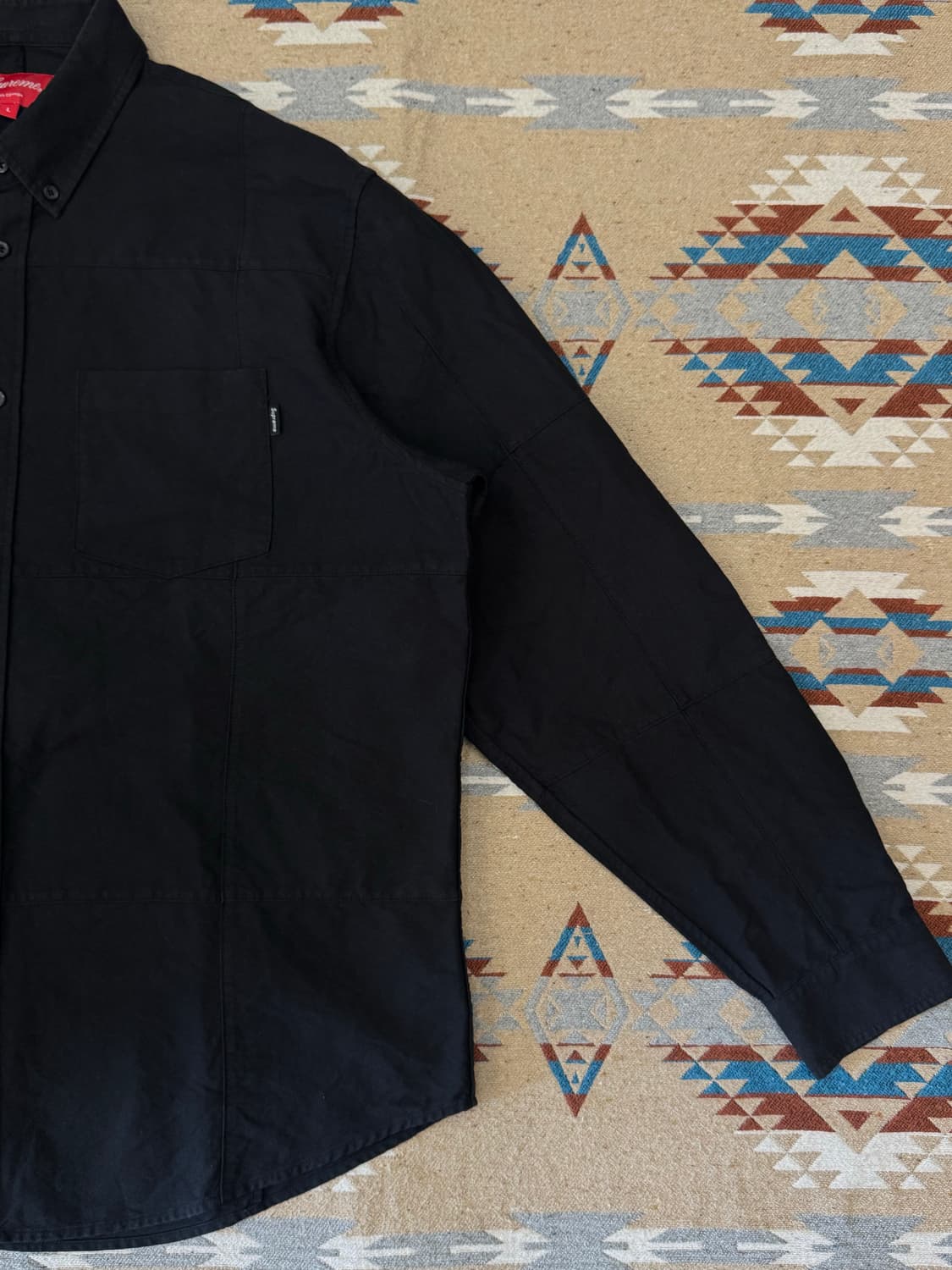 [L] 슈프림 패치워크 옥스포드 셔츠 블랙  상품이미지4