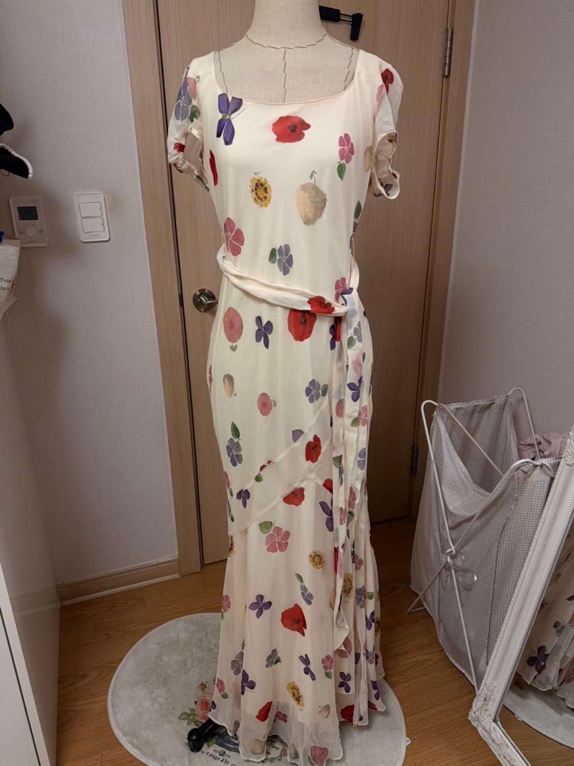 77사이즈) 리포메이션 wheeler 실크 쉬폰 드레스 플로럴 롱원피스 상품이미지8