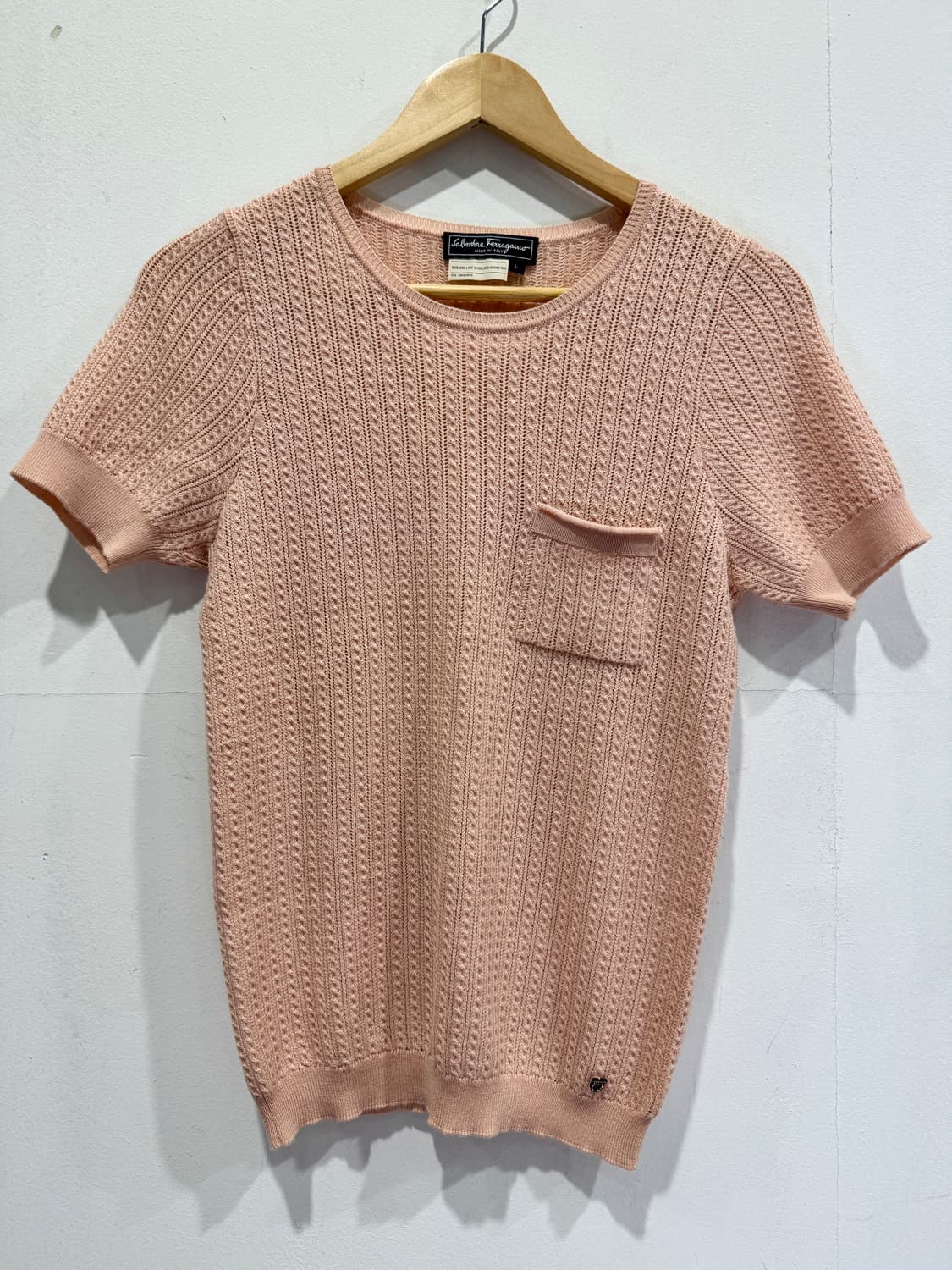 Salvatore Ferragamo 핑크 울 반팔 니트 L 정품 상품이미지1